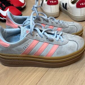Adidas Women's Suede Gray and Pink Sneakers